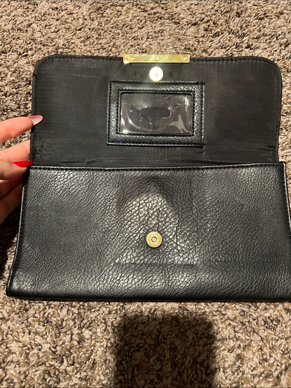 GUESS Black Quilted Chevron Wallet with Gold Logo Bar - Picture 3 of 7